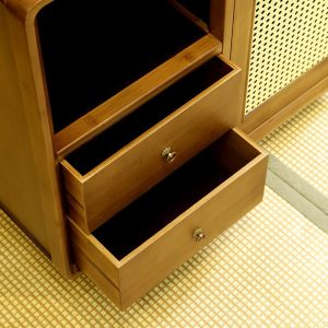 Modern Chinese Ratten Movable Tea Table With Stone Drains And Boxes