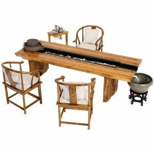 Chinese Solid Wood Tea Table With Water Storage And Drains