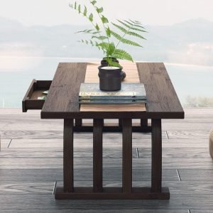 Antique Japanese Bamboo Floor Tea Ceremony Table Set With Chairs