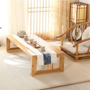 Old Elm Wooden Japanese Antique Tatami Tea Table With One Host Chair