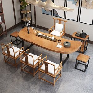 Chinese Solid Wood Ceremonial Gongfu Tea Table With Stools