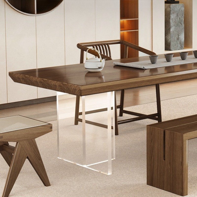 Solid Wood Acrylic Wabi-sabi Chinese Kung Fu Tea Table Furniture With Stools Solid Wood Acrylic Wabi-sabi Chinese Kung Fu Tea Table Furniture With Stools