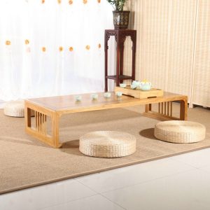 Old Elm Wooden Japanese Antique Tatami Tea Table With One Host Chair