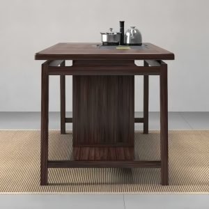 Antique Chinese Ebony Wood Tea Table Set With Water Drain