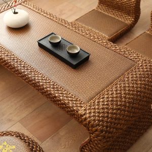 Japanese Antique Style Rattan Low Tea Ceremony Table Furniture
