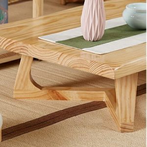 Modern Japanese Style Solid Wood Floor Round Tea Table Furniture With Chairs