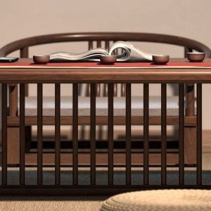 Walnut Wood Japanese Low Floor Folder Tea Table Furniture With Chairs