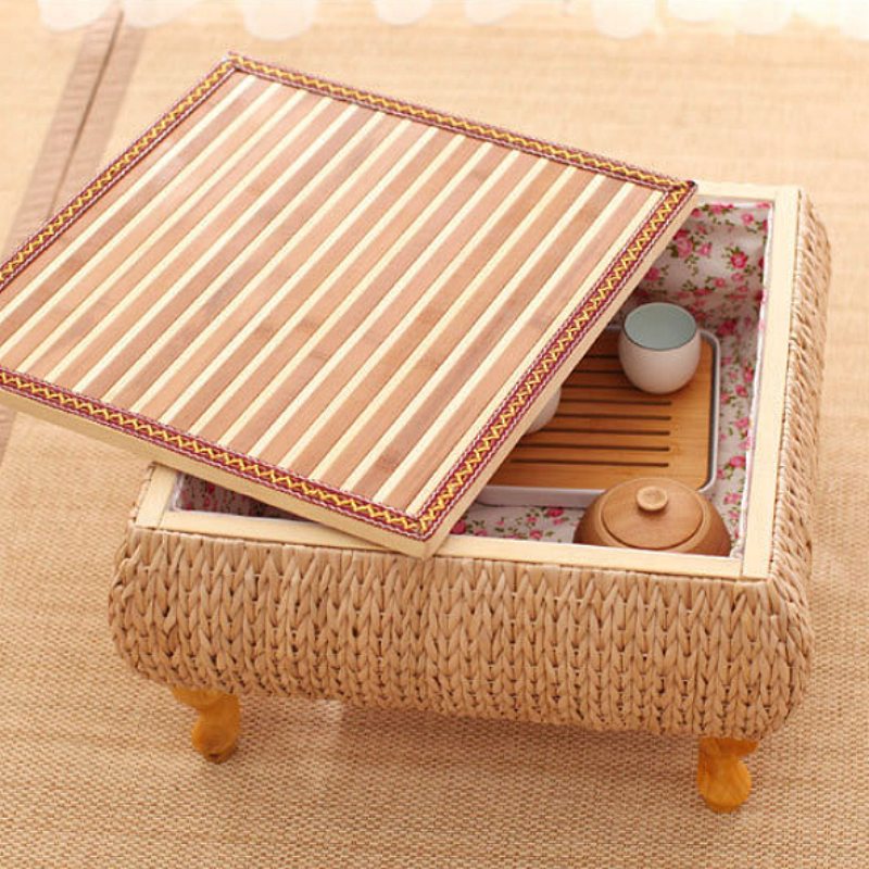 Small Traditional Japanese Style Rattan Woven Tea Table Furniture With Chairs Small Traditional Japanese Style Rattan Woven Tea Table Furniture With Chairs