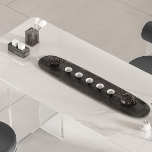 Modern Chinese Acrylic Rock Slab Floating Tea Service Table With Chairs