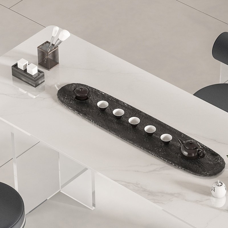 Modern Chinese Acrylic Rock Slab Floating Tea Service Table With Chairs Modern Chinese Acrylic Rock Slab Floating Tea Service Table With Chairs