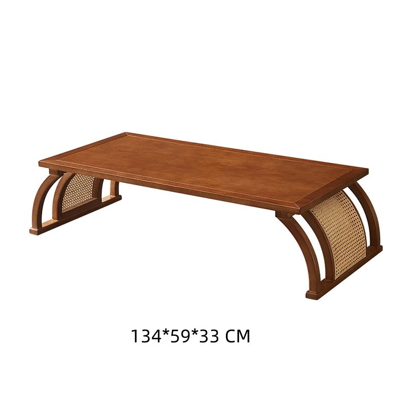 Japanese Solid Wood Rattan Woven Vintage Floor Tea Table Set Japanese Solid Wood Rattan Woven Vintage Floor Tea Table Set
