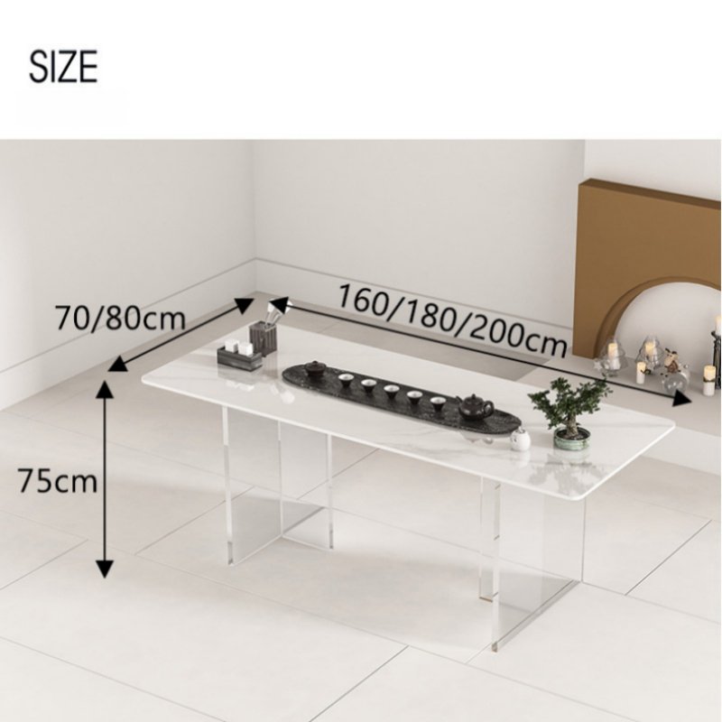 Modern Chinese Acrylic Rock Slab Floating Tea Service Table With Chairs Modern Chinese Acrylic Rock Slab Floating Tea Service Table With Chairs