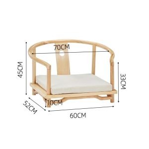 Modern Japanese Style Solid Wood Floor Round Tea Table Furniture With Chairs