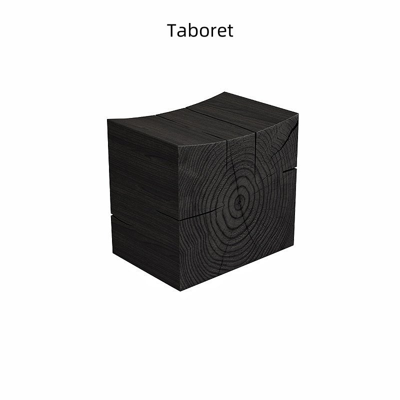 Modern Chinese Wabi Sabi Carbonized Black Solid Wood Tea Ceremony Table With Stools Modern Chinese Wabi Sabi Carbonized Black Solid Wood Tea Ceremony Table With Stools