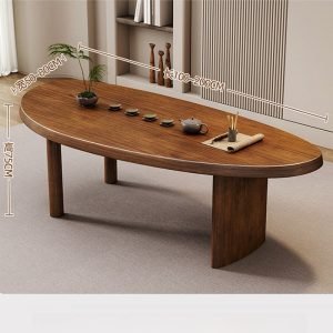 Carved Chinese Solid Wood Arc Kung Fu Tea Ceremony Table With Chairs