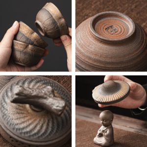 Traditional Handmade Iron Pottery Antique Valuable Authentic Tea Set Japanese