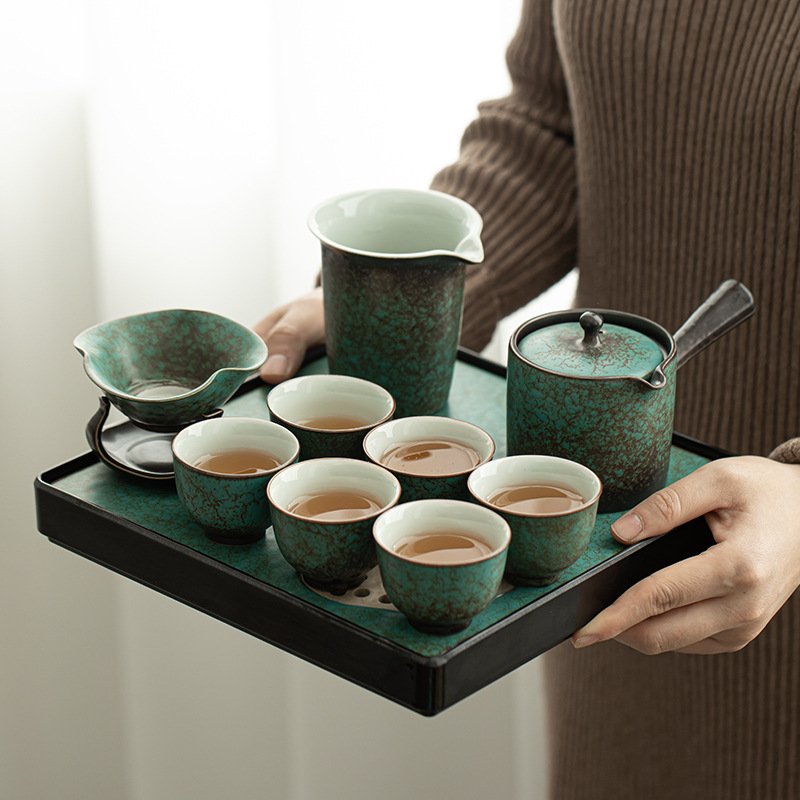 Antique Ice Crackle Glaze Lotus Seedpod Ceramic Japanese Tea Set Antique Ice Crackle Glaze Lotus Seedpod Ceramic Japanese Tea Set