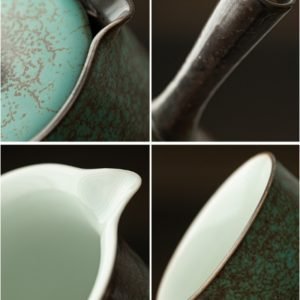 Antique Ice Crackle Glaze Lotus Seedpod Ceramic Japanese Tea Set