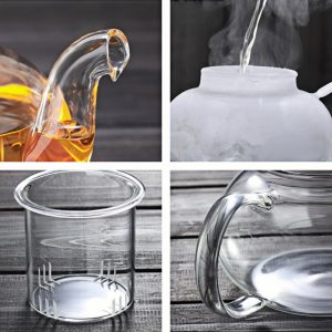 Transparent Clear Glass Heat Resistant Tea Set For Blooming Tea