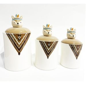 Unique Cute Fox M&m Ceramic Bulk Candy Jars With Lids For Candy Table