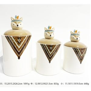 Unique Cute Fox M&m Ceramic Bulk Candy Jars With Lids For Candy Table