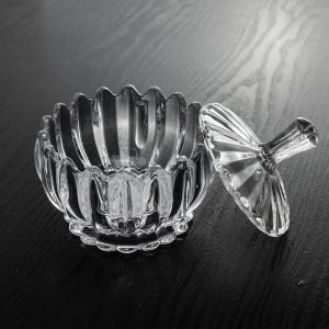 Vintage Lotus Shaped Glass Candy Table Jar Gift Ideas With Lid For Party