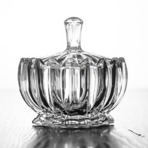 Vintage Lotus Shaped Glass Candy Table Jar Gift Ideas With Lid For Party