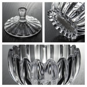 Vintage Lotus Shaped Glass Candy Table Jar Gift Ideas With Lid For Party