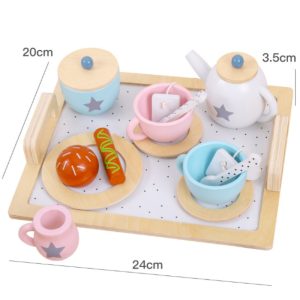 Cute Purple Rabbit Wooden Childs Afternoon Tea Party Set For Little Girls
