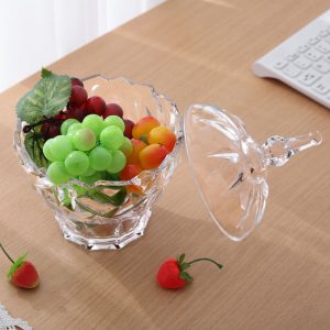 Vntage Crown Diamond Pattern Crystal Bulk Clear Glass Candy Jar With Lids