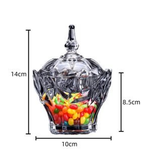 Vntage Crown Diamond Pattern Crystal Bulk Clear Glass Candy Jar With Lids