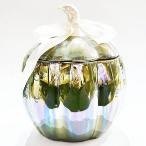 White And Silver Unique Decorative Ceramic Halloween Pumpkin Candy Table Jars With Lids