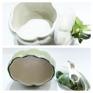 White And Silver Unique Decorative Ceramic Halloween Pumpkin Candy Table Jars With Lids