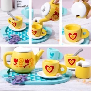 Cute Colorful Wood Afternoon Childs Tea Party Sets For Kids And Girls