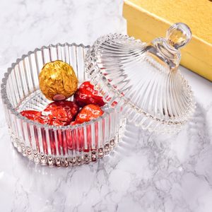 Yurt-Shaped Vintage Crystal Glass Cheap Mini Candy Jar with Lid