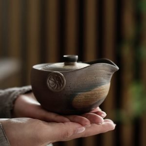 6.76fl Oz/200ml Rust Glaze Ceramic Antique Classic Easy Gaiwan Teapot