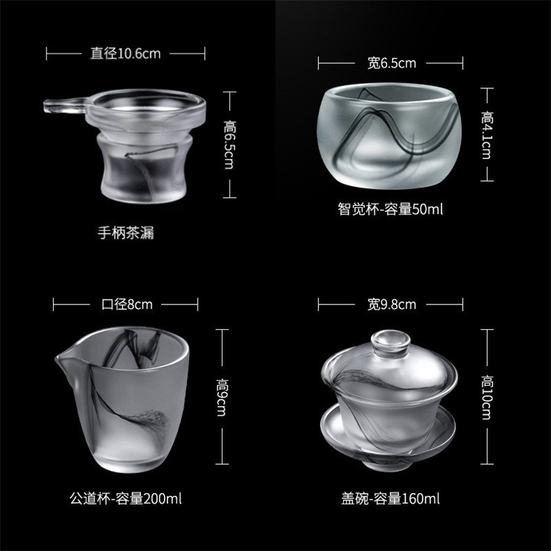 Antique Clear Frosted Ink Colored Glaze Glass Tea Set Antique Clear Frosted Ink Colored Glaze Glass Tea Set