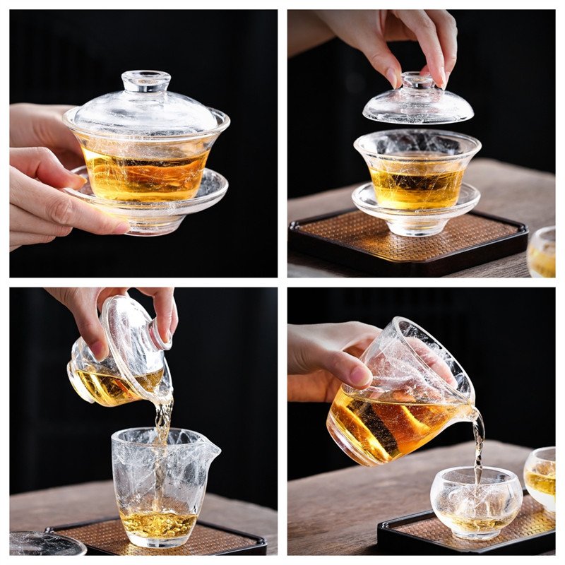 Modern Ice Crack Crystal Glass Tea Set Modern Ice Crack Crystal Glass Tea Set