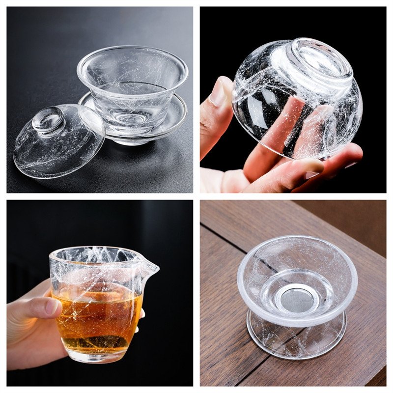 Modern Ice Crack Crystal Glass Tea Set Modern Ice Crack Crystal Glass Tea Set