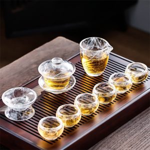 Modern Ice Crack Crystal Glass Tea Set