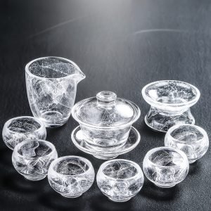 Modern Ice Crack Crystal Glass Tea Set