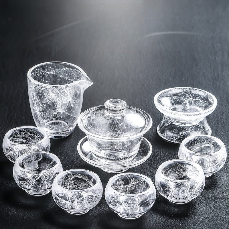 Modern Ice Crack Crystal Glass Tea Set Modern Ice Crack Crystal Glass Tea Set