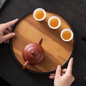 Traditional Chinese Bamboo Woven Gongfu Tea Cup Tea Tray