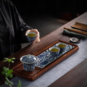 Japanese Bamboo Material Vintage Gongfu Tea Cup Holder Tray