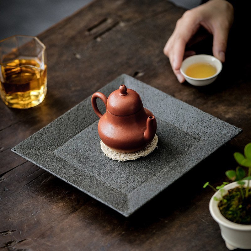 Vintage Style Basalt Stone Classic Tea Serving Tray Vintage Style Basalt Stone Classic Tea Serving Tray