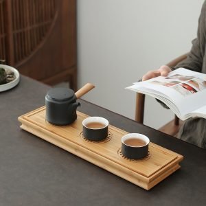Bamboo Tray For Serving Tea Suitable For One Teapot And Two Cups