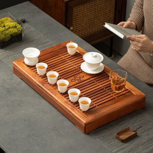 Rosewood Wooden Chinese Classical Gongfu Tea Tray With Drains And Water Storage Removable Tray