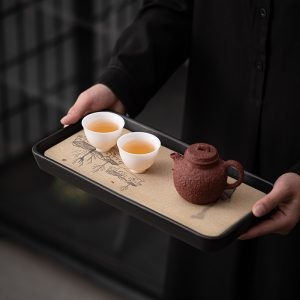 Wooden Water Absorbent And Quick Dry Tray For Serving Tea