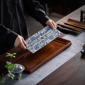 Japanese Bamboo Material Vintage Gongfu Tea Cup Holder Tray