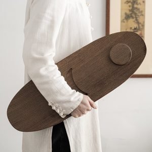 Sun And Moon Theme Wooden Tray For Serving Tea Made Of Chicken Wings Wood